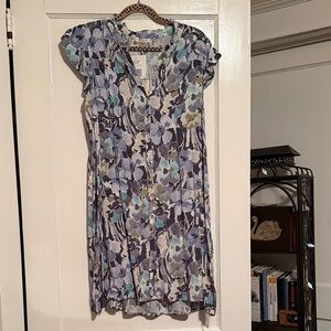 Love Stitch Blue and Green Floral Mini Dress